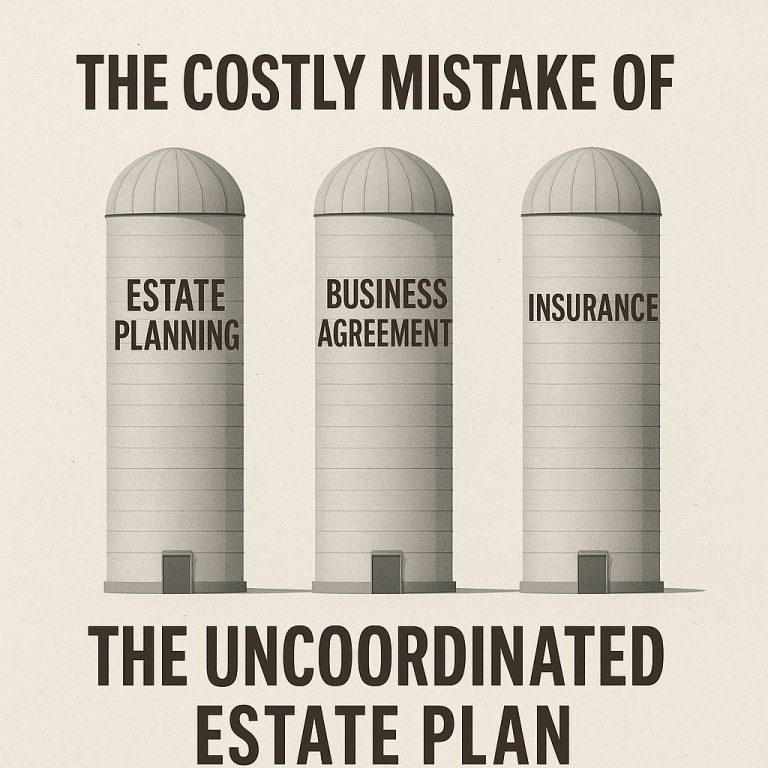 Estate plan documents shown as separate silos. The Costly Mistake of the Uncoordinated Estate Plan.